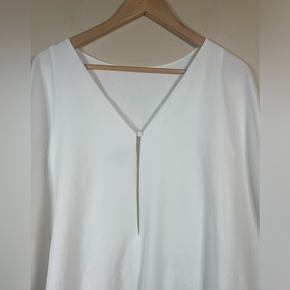 Halston Draped Sleeve Tapered Leg Crepe Jumpsuit White Size 0 - Picture 7 of 16